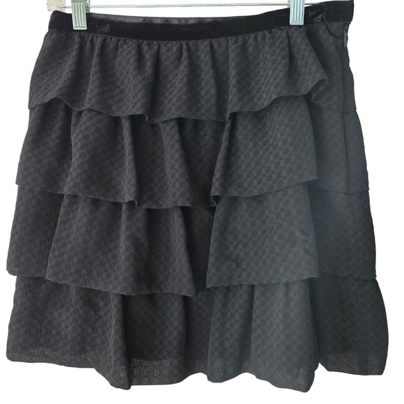 Massimo Dutti Skirt Black Tiered Ruffle with velvet waist Style 5203 Size Medium - Picture 8 of 8